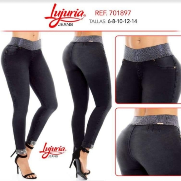 LUJURIA Jeans, Colombian 🇨🇴 Butt Lifter Skinny Rhinestone Push Up Jean - Picture 11 of 15